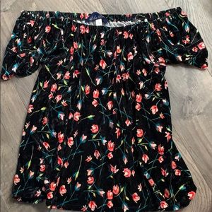 Velvet off the shoulder floral top